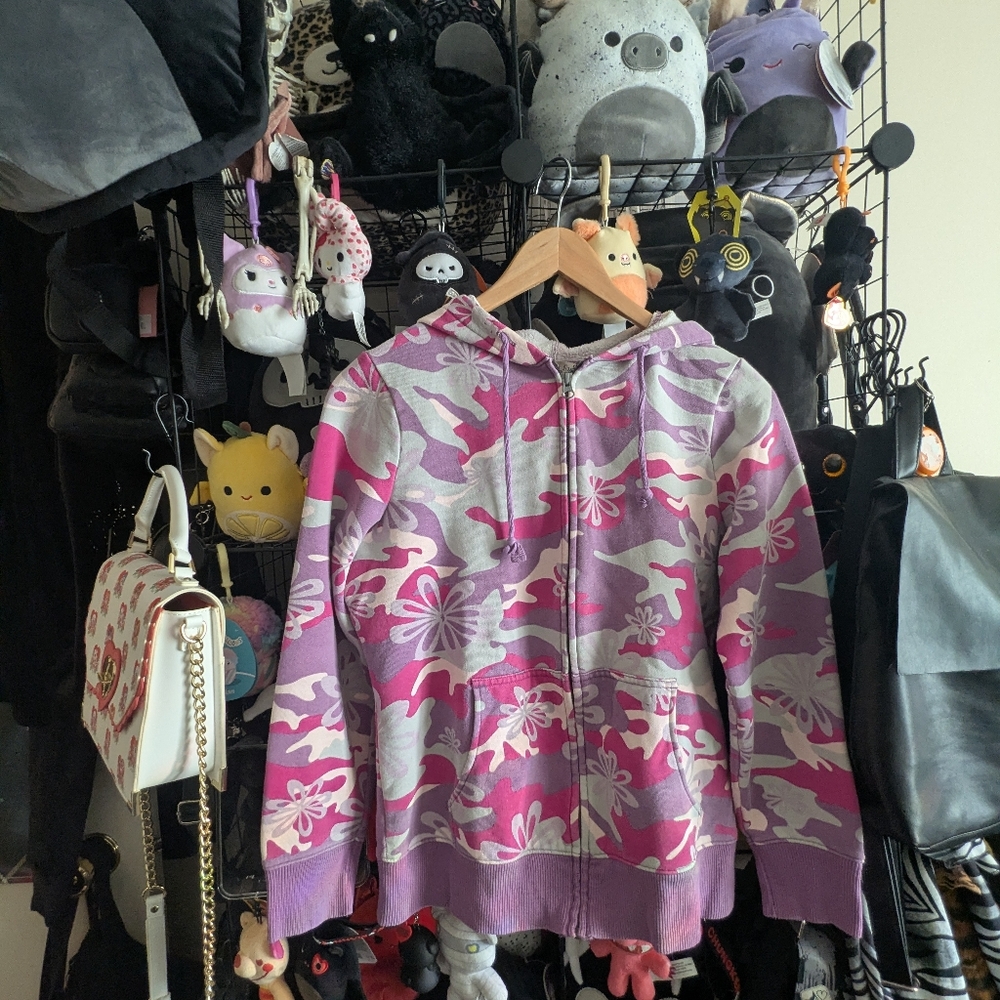 Pink Camo Floral Zip Hoodie